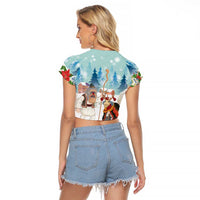 Romania Christmas Raglan Cropped T Shirt Romanian Folklore Traditional Christmas Mask - Wonder Print Shop