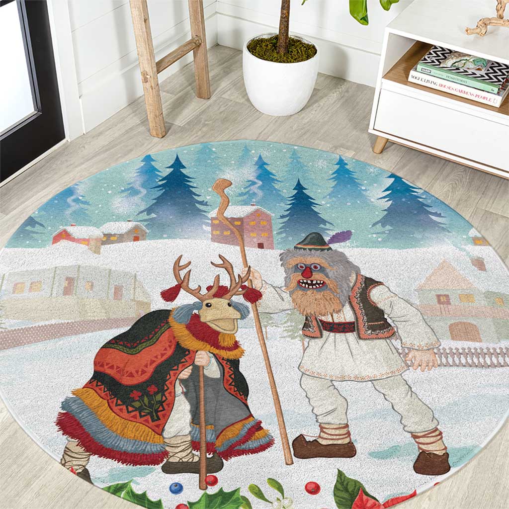 Romania Christmas Round Carpet Romanian Folklore Traditional Christmas Mask - Wonder Print Shop