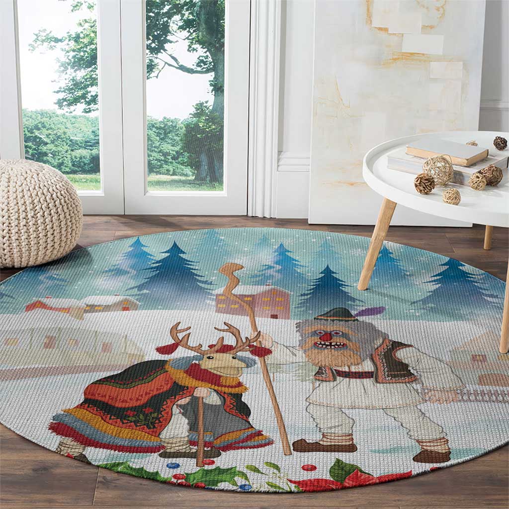 Romania Christmas Round Carpet Romanian Folklore Traditional Christmas Mask - Wonder Print Shop