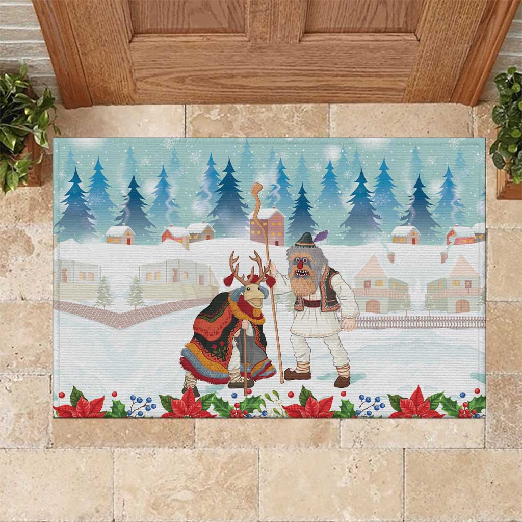 Romania Christmas Rubber Doormat Romanian Folklore Traditional Christmas Mask - Wonder Print Shop