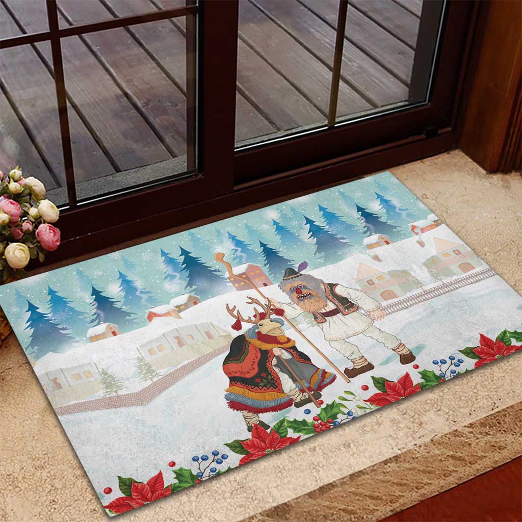 Romania Christmas Rubber Doormat Romanian Folklore Traditional Christmas Mask - Wonder Print Shop
