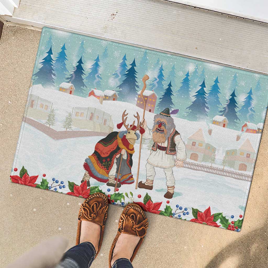 Romania Christmas Rubber Doormat Romanian Folklore Traditional Christmas Mask - Wonder Print Shop