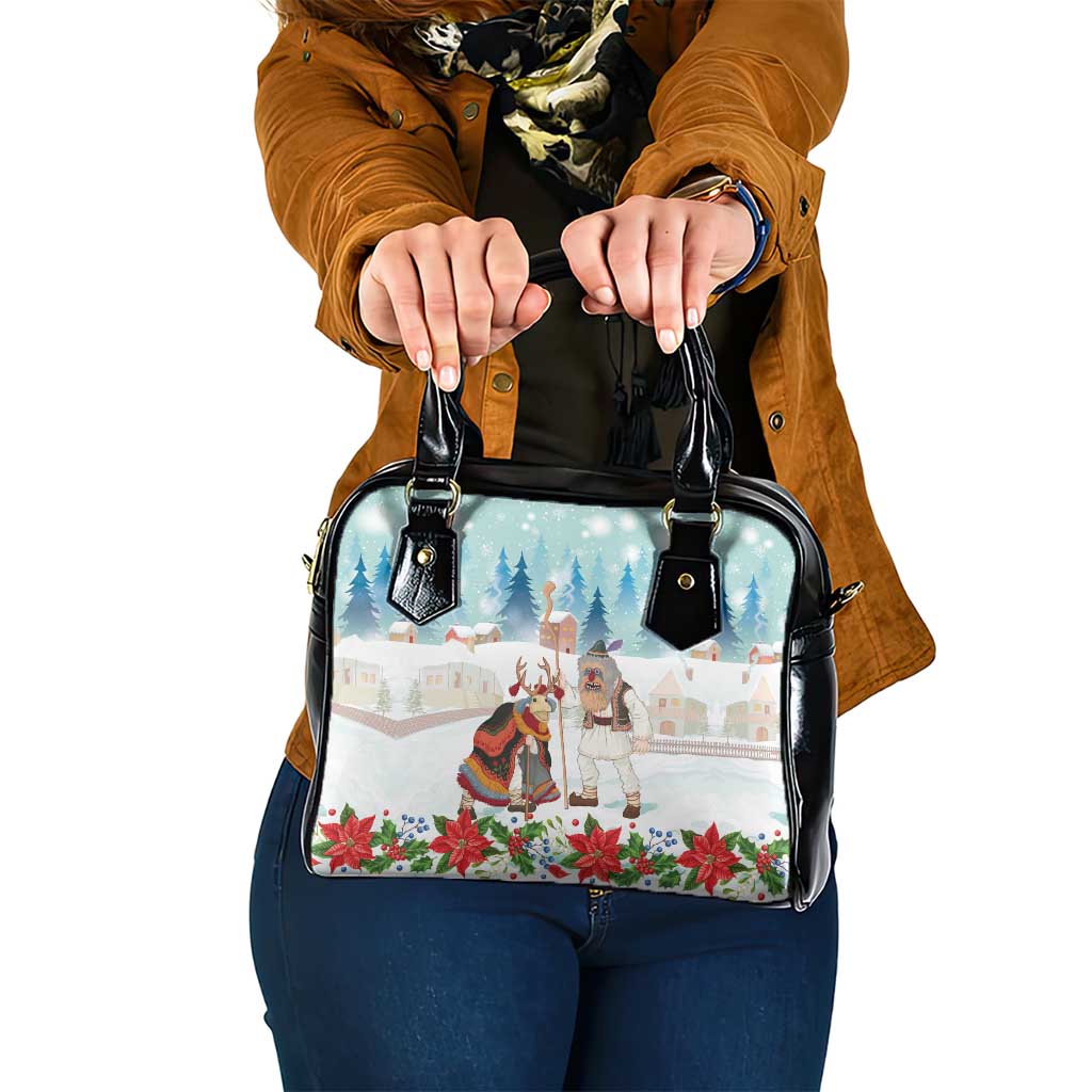 Romania Christmas Shoulder Handbag Romanian Folklore Traditional Christmas Mask - Wonder Print Shop