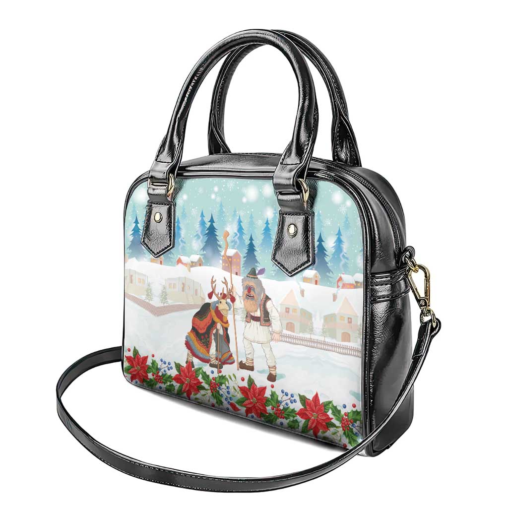 Romania Christmas Shoulder Handbag Romanian Folklore Traditional Christmas Mask - Wonder Print Shop