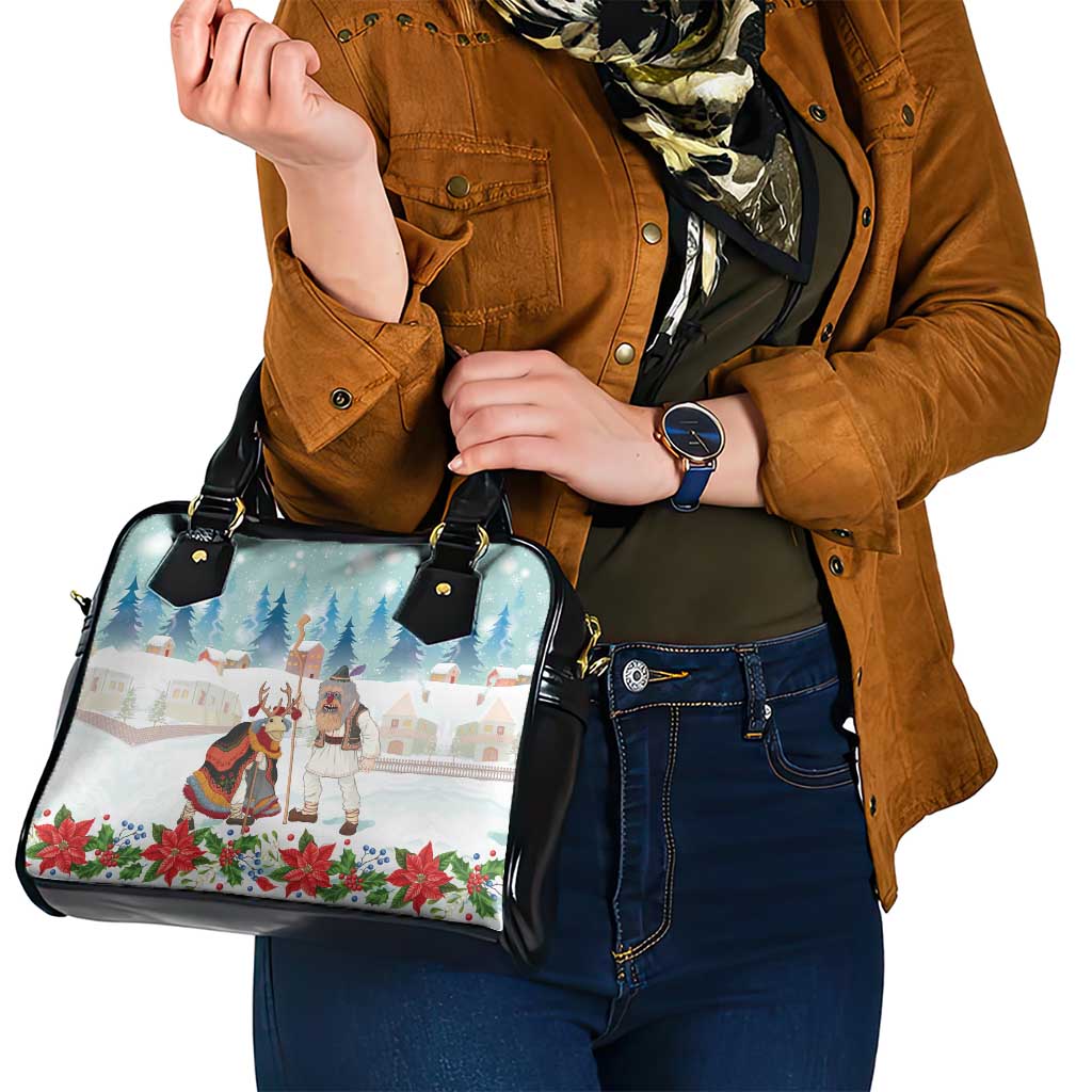 Romania Christmas Shoulder Handbag Romanian Folklore Traditional Christmas Mask - Wonder Print Shop
