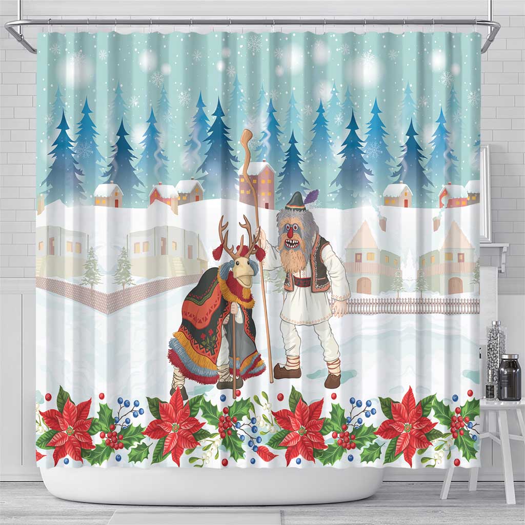 Romania Christmas Shower Curtain Romanian Folklore Traditional Christmas Mask - Wonder Print Shop