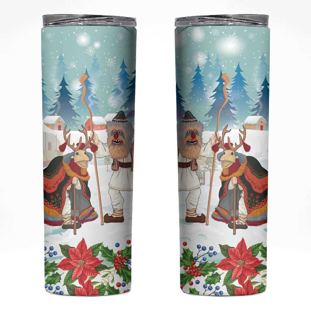 Romania Christmas Skinny Tumbler Romanian Folklore Traditional Christmas Mask - Wonder Print Shop