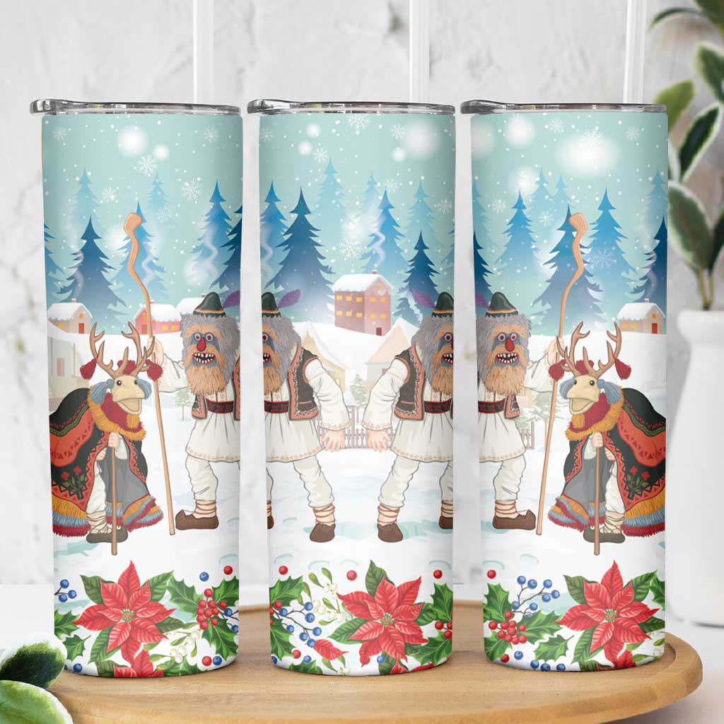 Romania Christmas Skinny Tumbler Romanian Folklore Traditional Christmas Mask - Wonder Print Shop