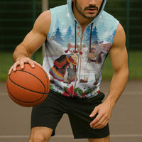 Romania Christmas Sleeveless Zip Hoodie Romanian Folklore Traditional Christmas Mask - Wonder Print Shop