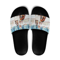 Romania Christmas Slide Sandals Romanian Folklore Traditional Christmas Mask - Wonder Print Shop