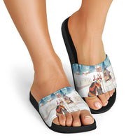 Romania Christmas Slide Sandals Romanian Folklore Traditional Christmas Mask - Wonder Print Shop