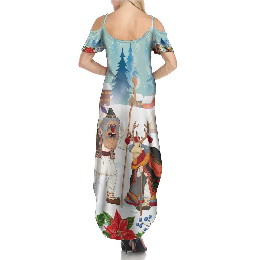 Romania Christmas Summer Maxi Dress Romanian Folklore Traditional Christmas Mask - Wonder Print Shop
