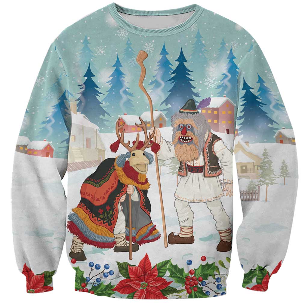 Romania Christmas Sweatshirt Romanian Folklore Traditional Christmas Mask - Wonder Print Shop