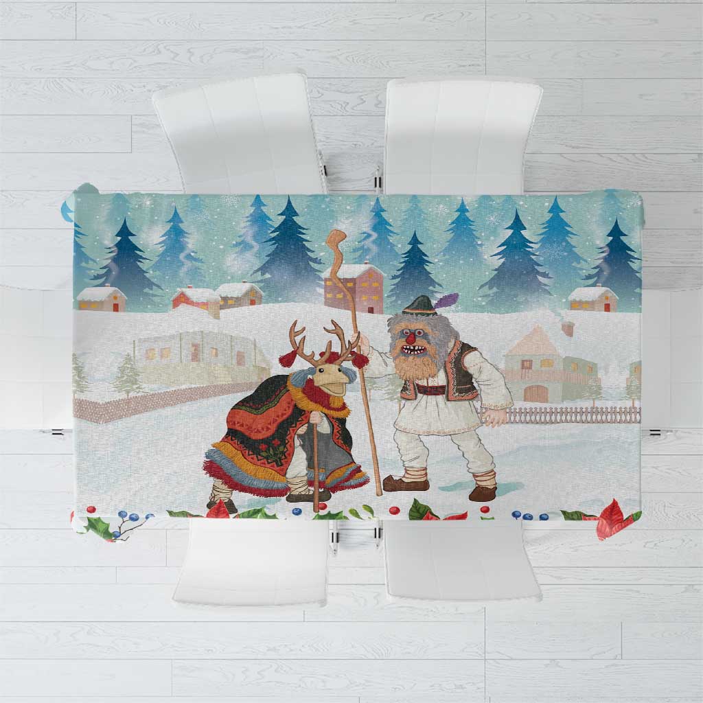 Romania Christmas Tablecloth Romanian Folklore Traditional Christmas Mask - Wonder Print Shop