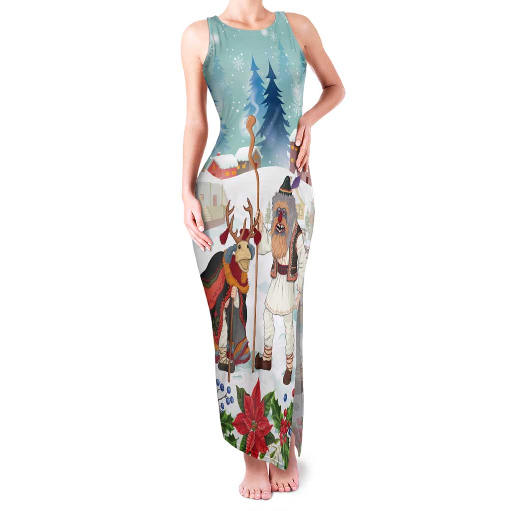 Romania Christmas Tank Maxi Dress Romanian Folklore Traditional Christmas Mask - Wonder Print Shop