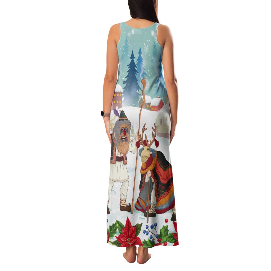 Romania Christmas Tank Maxi Dress Romanian Folklore Traditional Christmas Mask - Wonder Print Shop