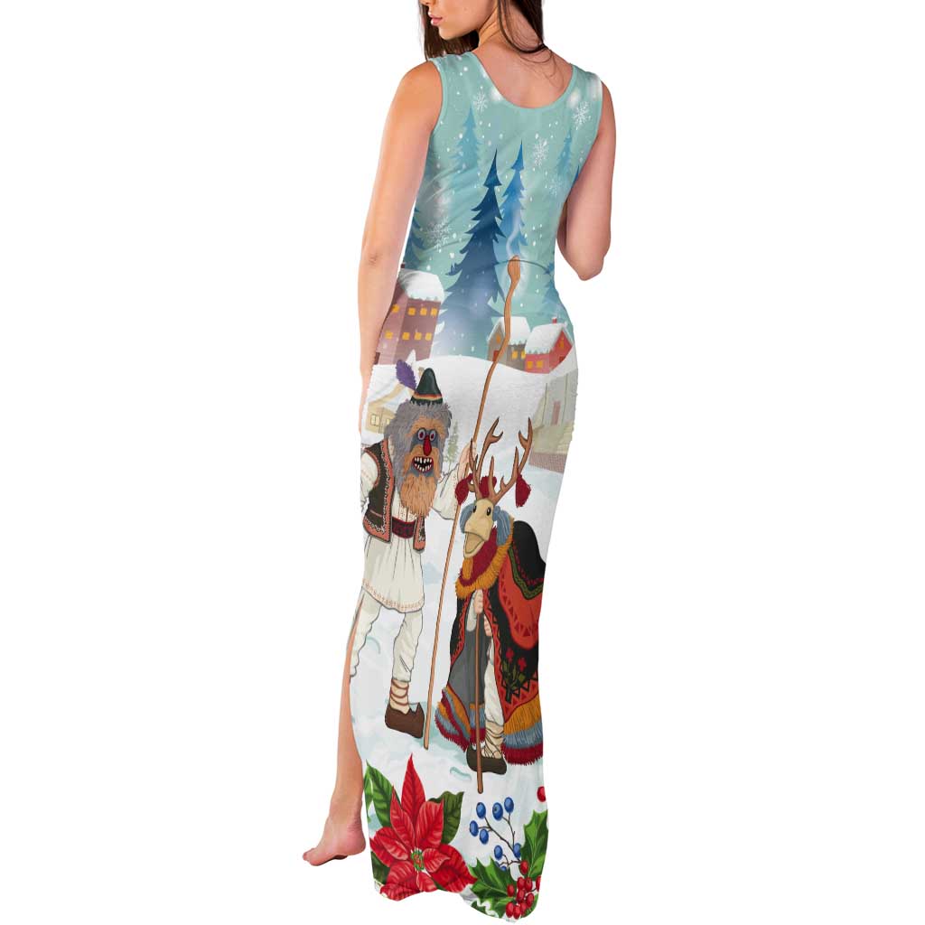 Romania Christmas Tank Maxi Dress Romanian Folklore Traditional Christmas Mask - Wonder Print Shop