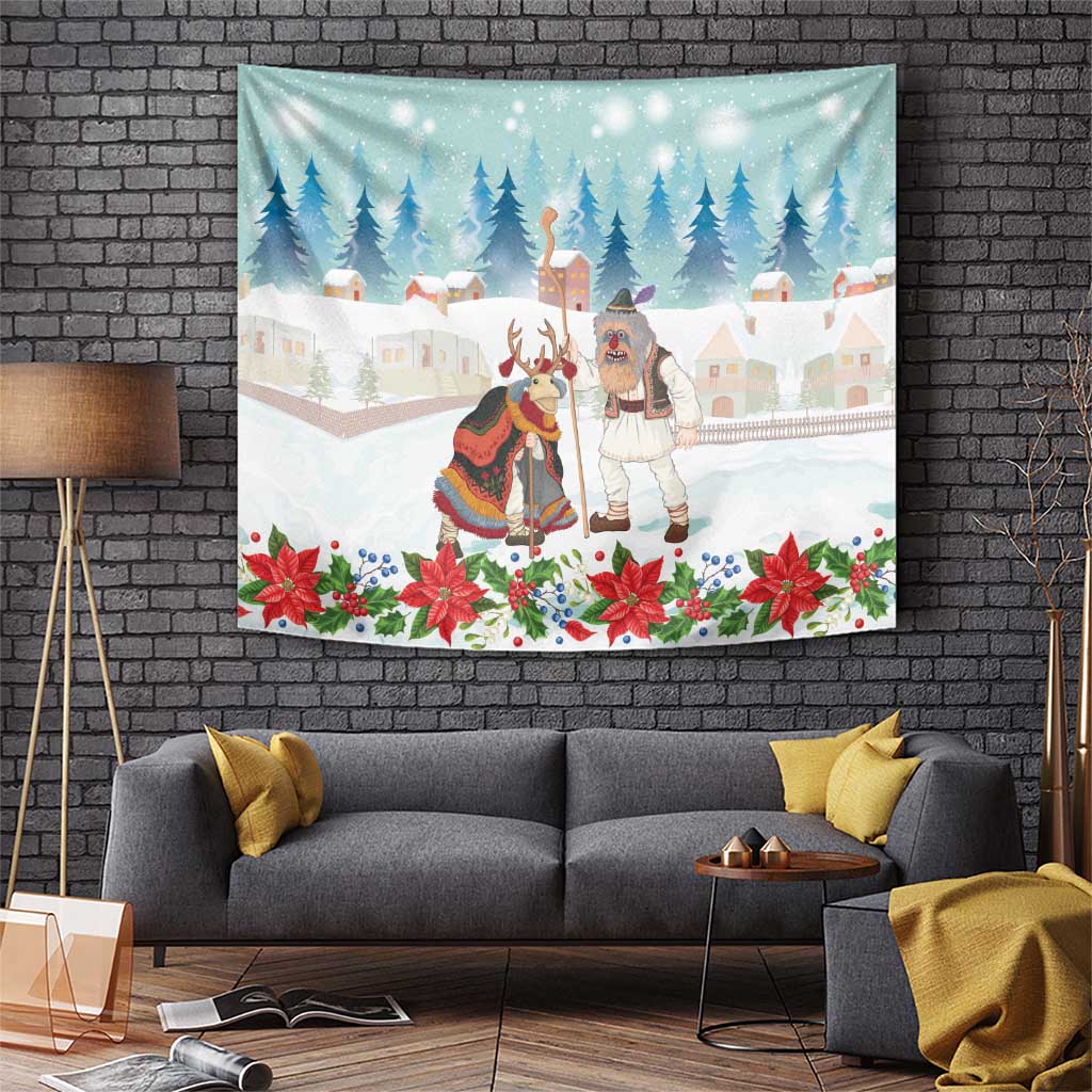 Romania Christmas Tapestry Romanian Folklore Traditional Christmas Mask - Wonder Print Shop