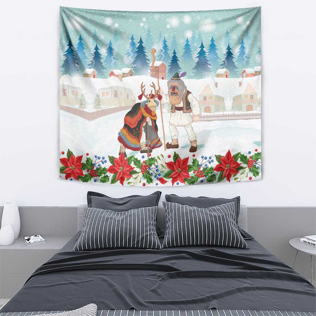 Romania Christmas Tapestry Romanian Folklore Traditional Christmas Mask - Wonder Print Shop