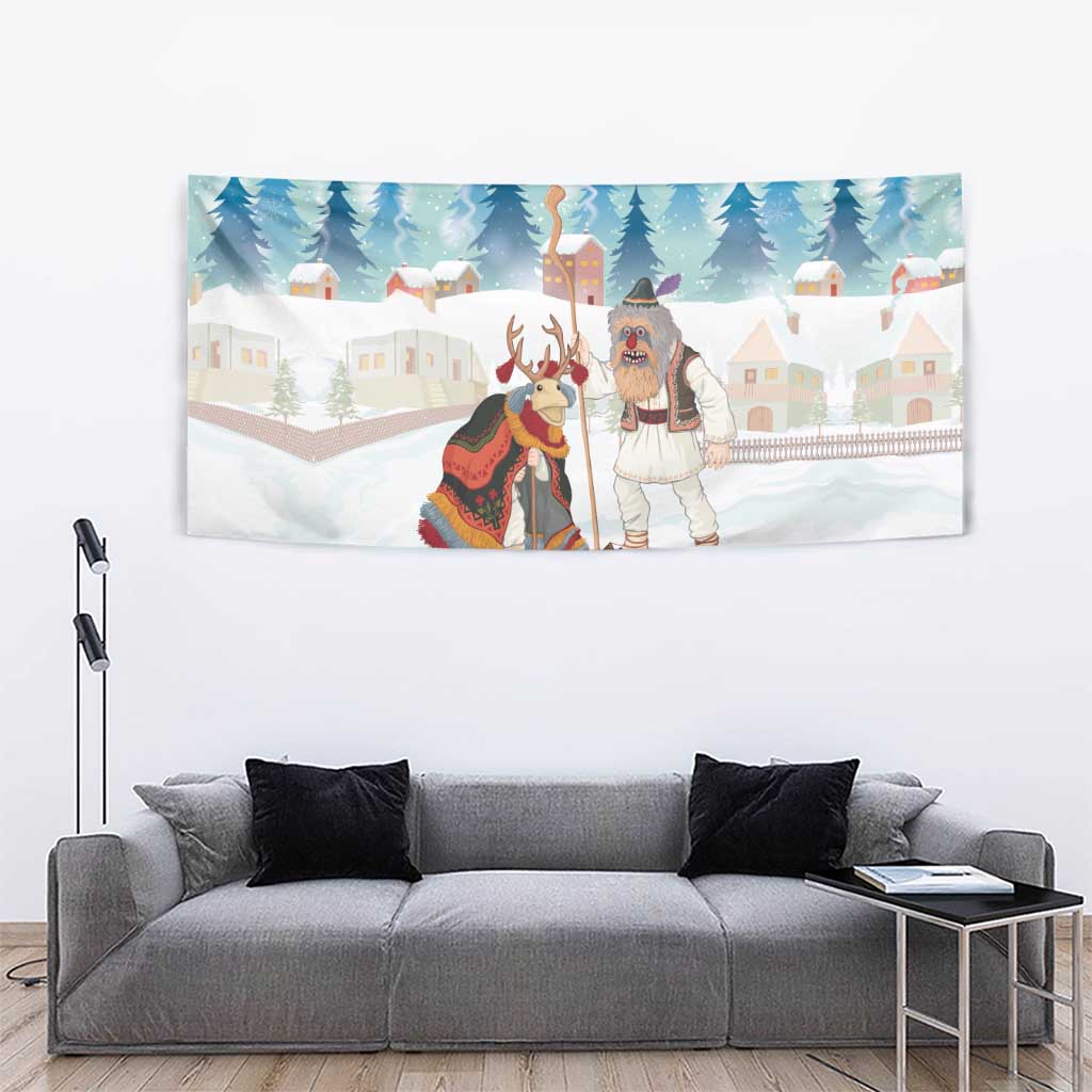 Romania Christmas Tapestry Romanian Folklore Traditional Christmas Mask - Wonder Print Shop