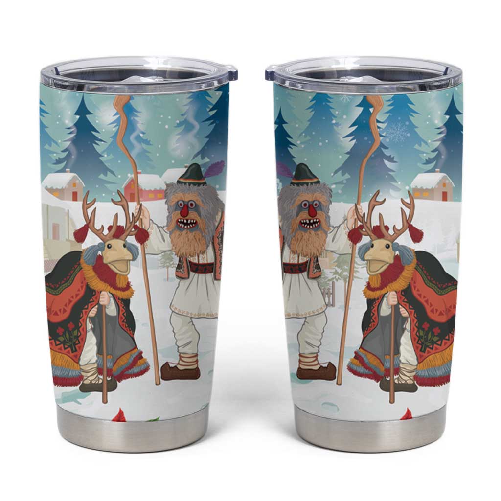 Romania Christmas Tumbler Cup Romanian Folklore Traditional Christmas Mask - Wonder Print Shop