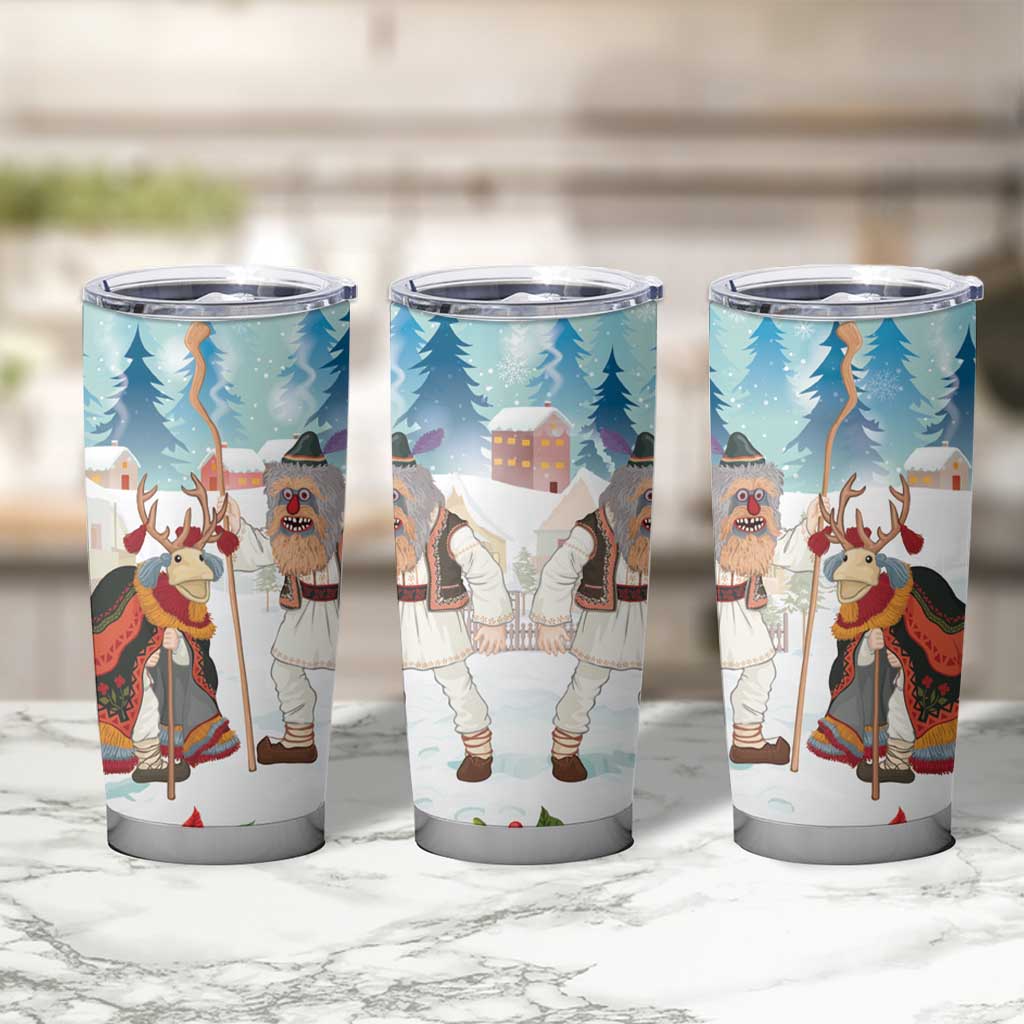 Romania Christmas Tumbler Cup Romanian Folklore Traditional Christmas Mask - Wonder Print Shop