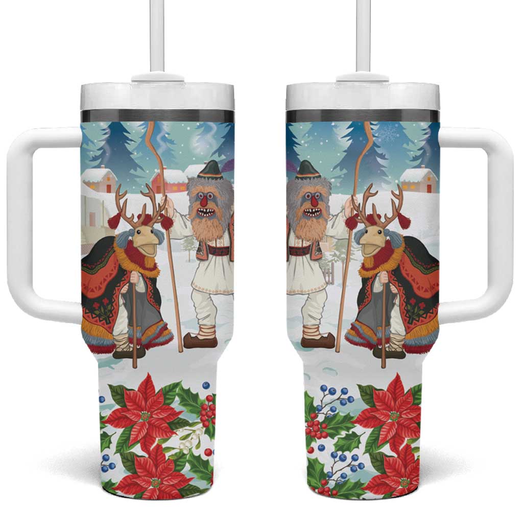 Romania Christmas Tumbler With Handle Romanian Folklore Traditional Christmas Mask - Wonder Print Shop