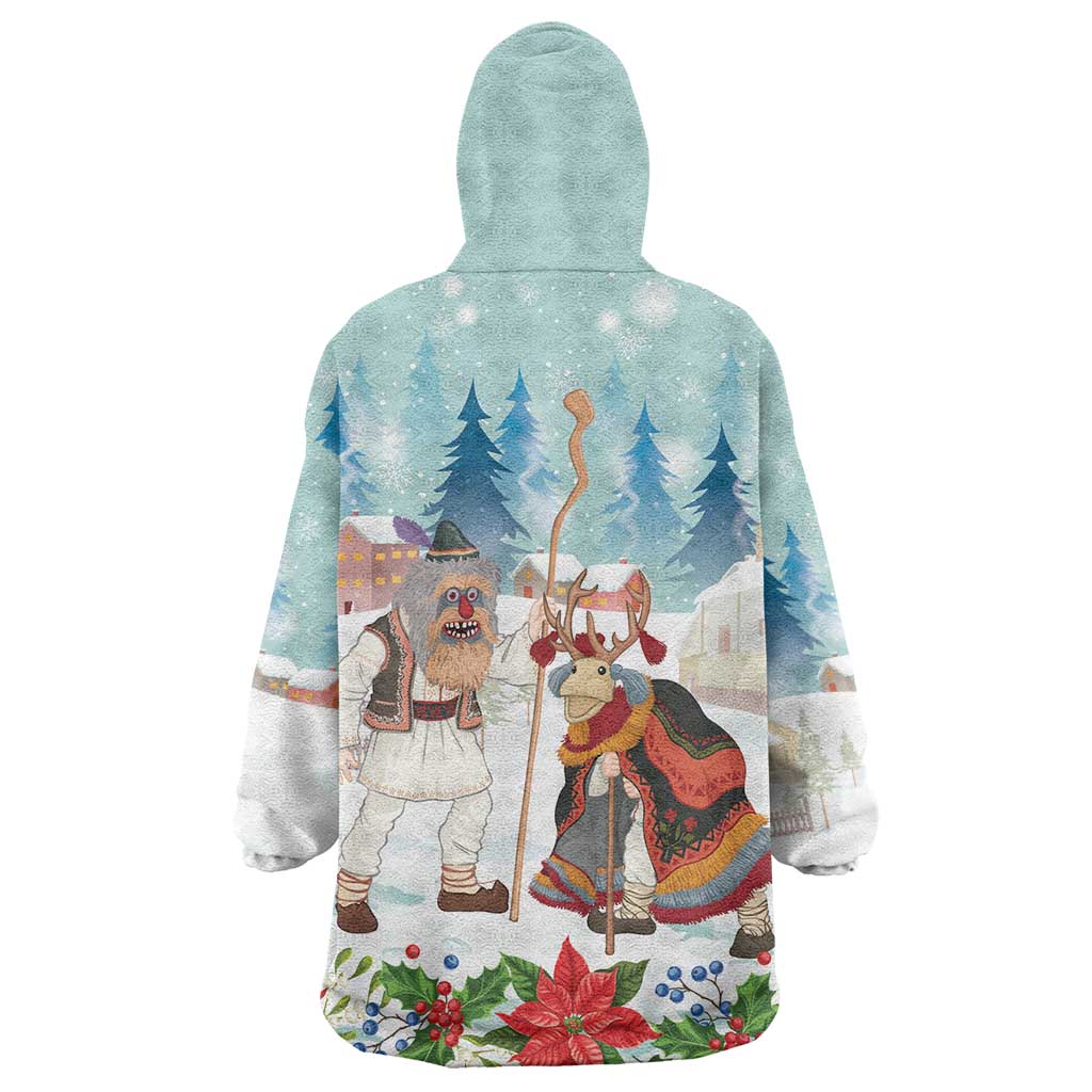 Romania Christmas Wearable Blanket Hoodie Romanian Folklore Traditional Christmas Mask - Wonder Print Shop