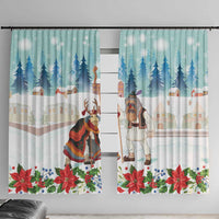 Romania Christmas Window Curtain Romanian Folklore Traditional Christmas Mask - Wonder Print Shop