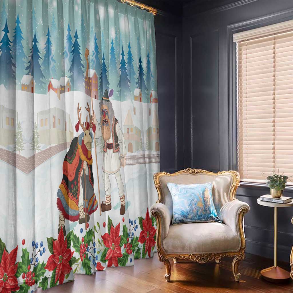 Romania Christmas Window Curtain Romanian Folklore Traditional Christmas Mask - Wonder Print Shop