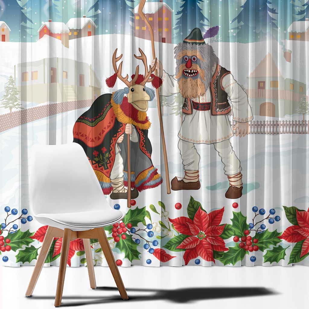 Romania Christmas Window Curtain Romanian Folklore Traditional Christmas Mask - Wonder Print Shop