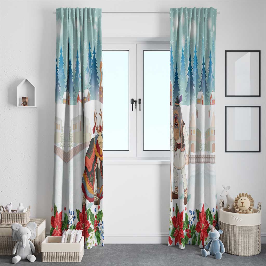 Romania Christmas Window Curtain Romanian Folklore Traditional Christmas Mask - Wonder Print Shop