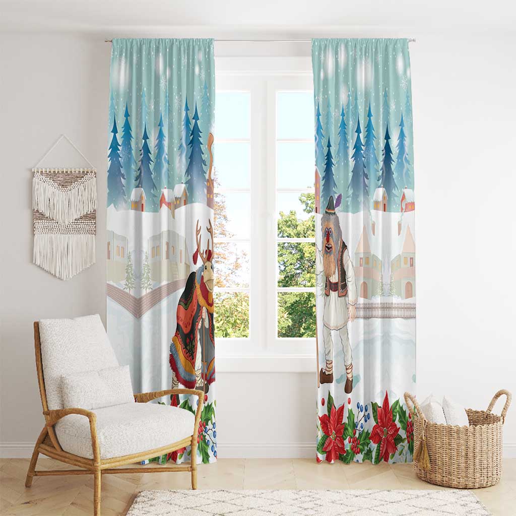 Romania Christmas Window Curtain Romanian Folklore Traditional Christmas Mask - Wonder Print Shop