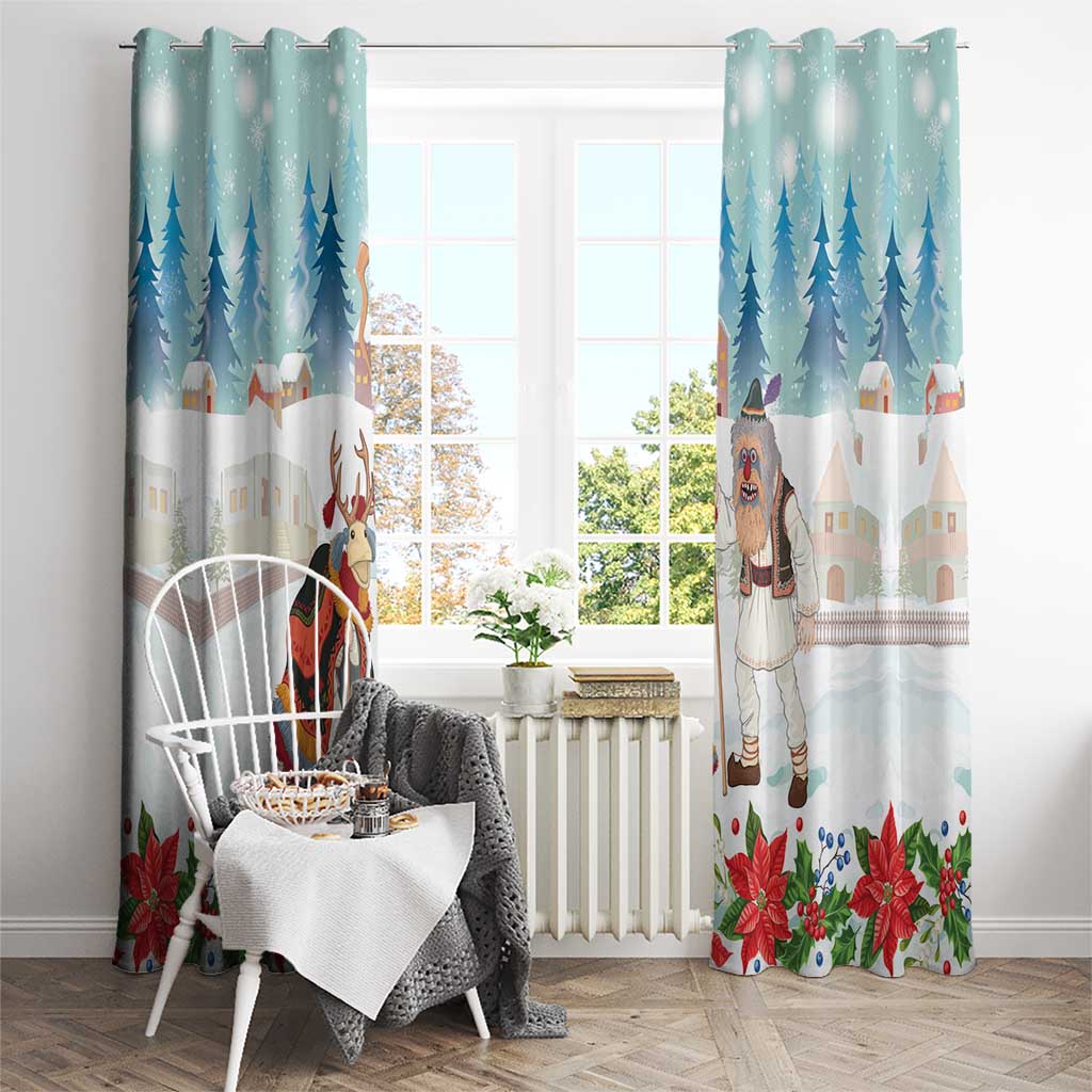 Romania Christmas Window Curtain Romanian Folklore Traditional Christmas Mask - Wonder Print Shop