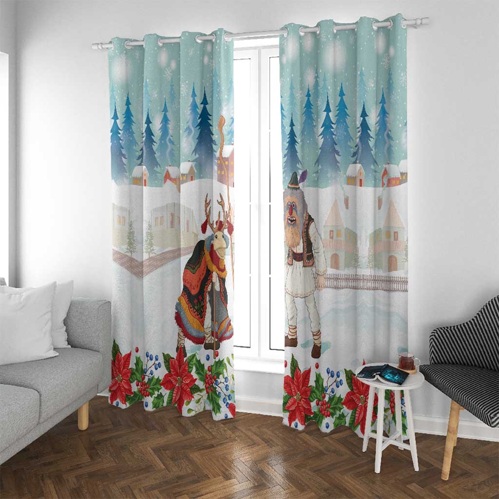 Romania Christmas Window Curtain Romanian Folklore Traditional Christmas Mask - Wonder Print Shop