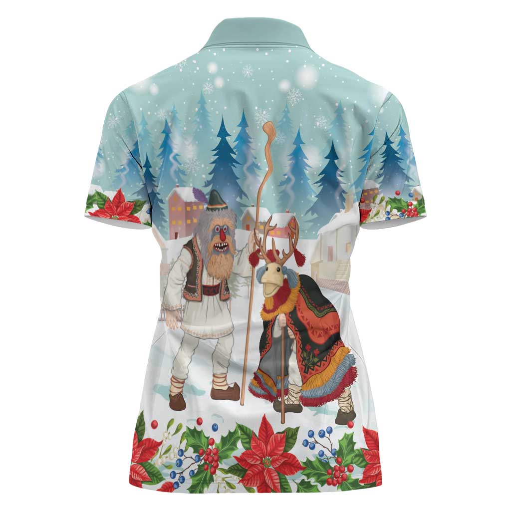 Romania Christmas Women Polo Shirt Romanian Folklore Traditional Christmas Mask - Wonder Print Shop