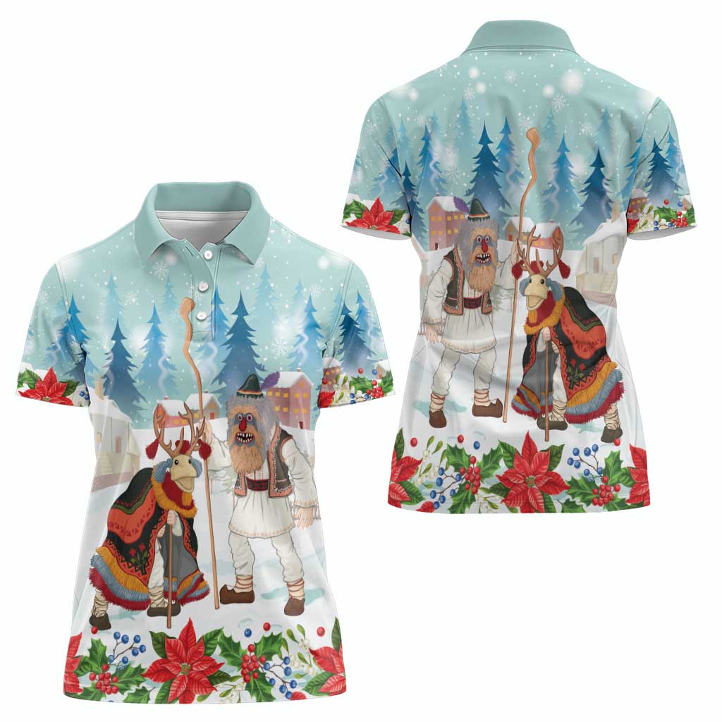 Romania Christmas Women Polo Shirt Romanian Folklore Traditional Christmas Mask - Wonder Print Shop