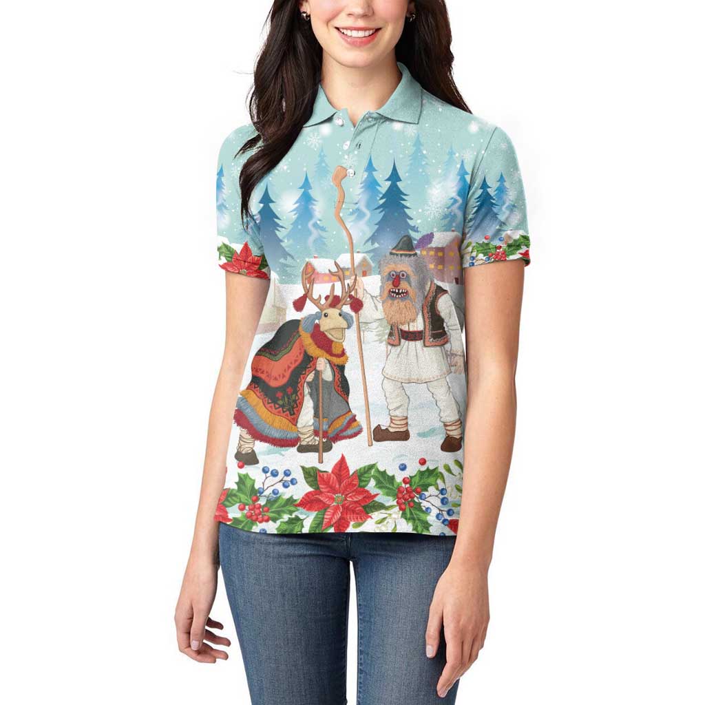 Romania Christmas Women Polo Shirt Romanian Folklore Traditional Christmas Mask - Wonder Print Shop