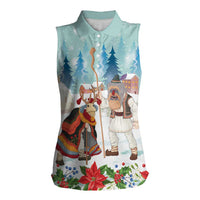 Romania Christmas Women Sleeveless Polo Shirt Romanian Folklore Traditional Christmas Mask - Wonder Print Shop