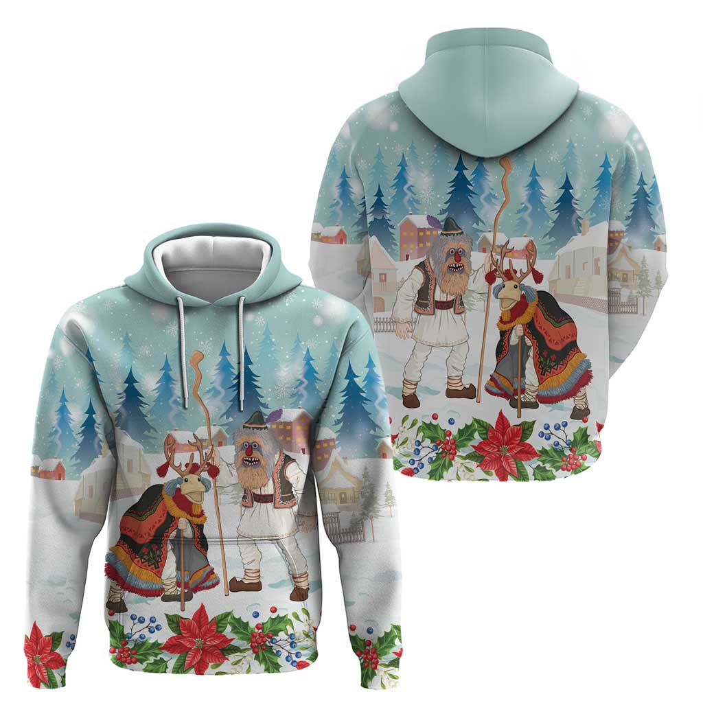 Romania Christmas Zip Hoodie Romanian Folklore Traditional Christmas Mask - Wonder Print Shop