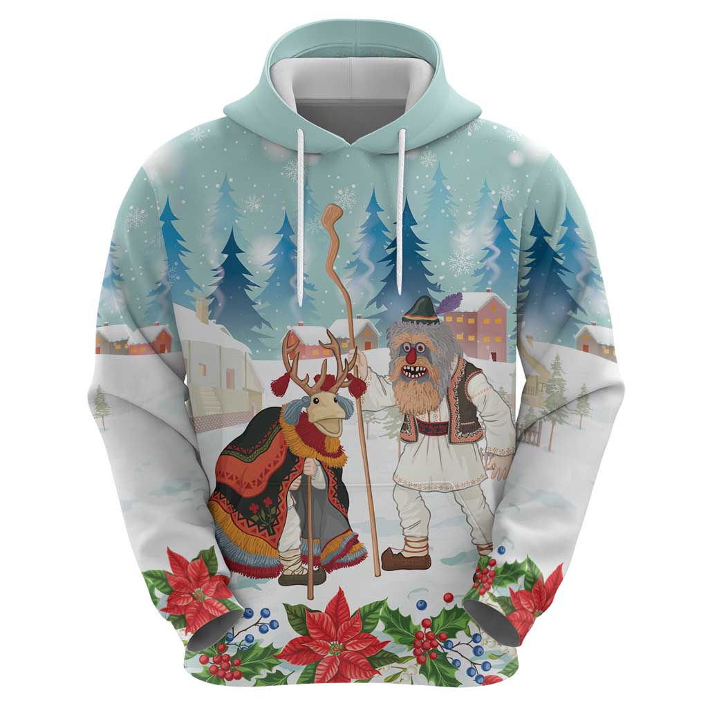 Romania Christmas Zip Hoodie Romanian Folklore Traditional Christmas Mask - Wonder Print Shop