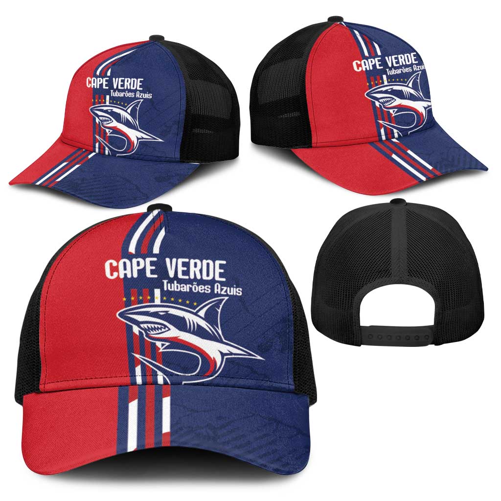 Cape Verde Football Baseball Net Cap Tubaroes Azuis Pride - Wonder Print Shop