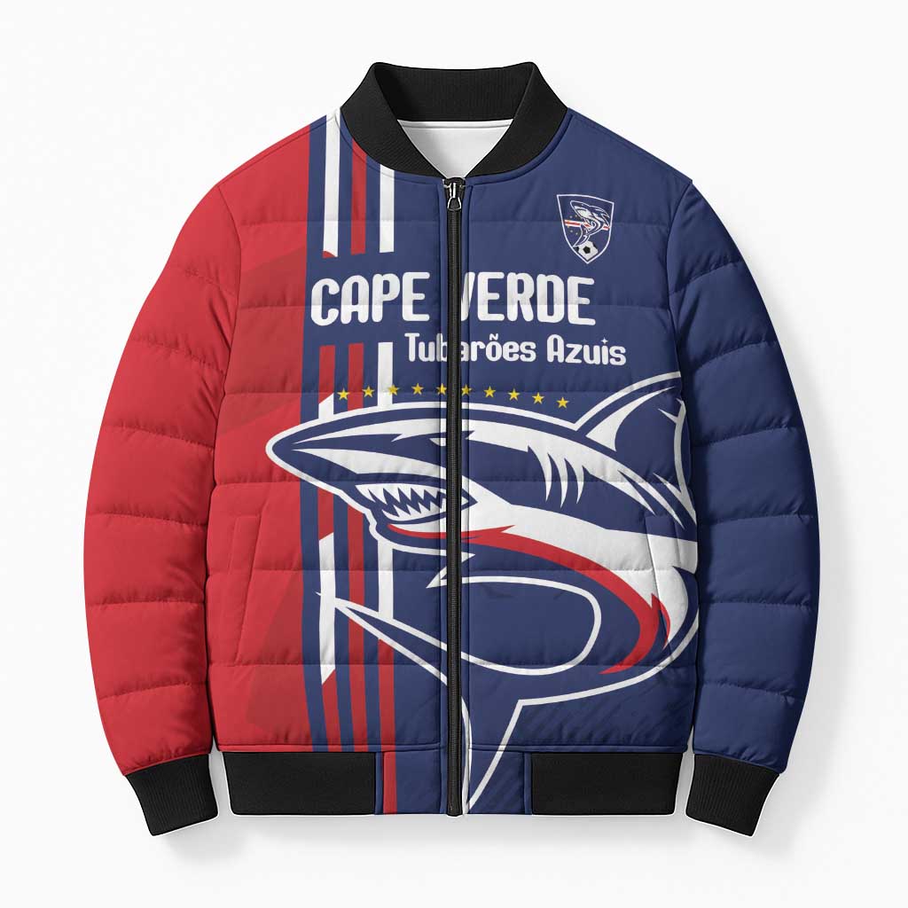 Cape Verde Football Bomber Puffer Jacket Tubaroes Azuis Pride - Wonder Print Shop