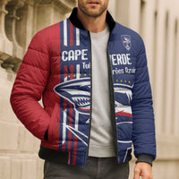Cape Verde Football Bomber Puffer Jacket Tubaroes Azuis Pride - Wonder Print Shop