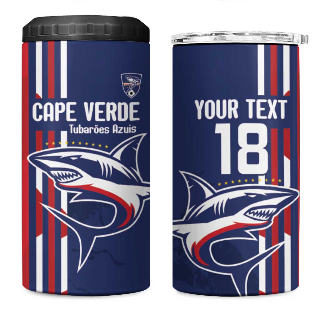 Cape Verde Football 4 in 1 Can Cooler Tumbler Tubaroes Azuis Pride - Wonder Print Shop