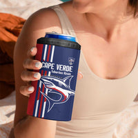 Cape Verde Football 4 in 1 Can Cooler Tumbler Tubaroes Azuis Pride - Wonder Print Shop
