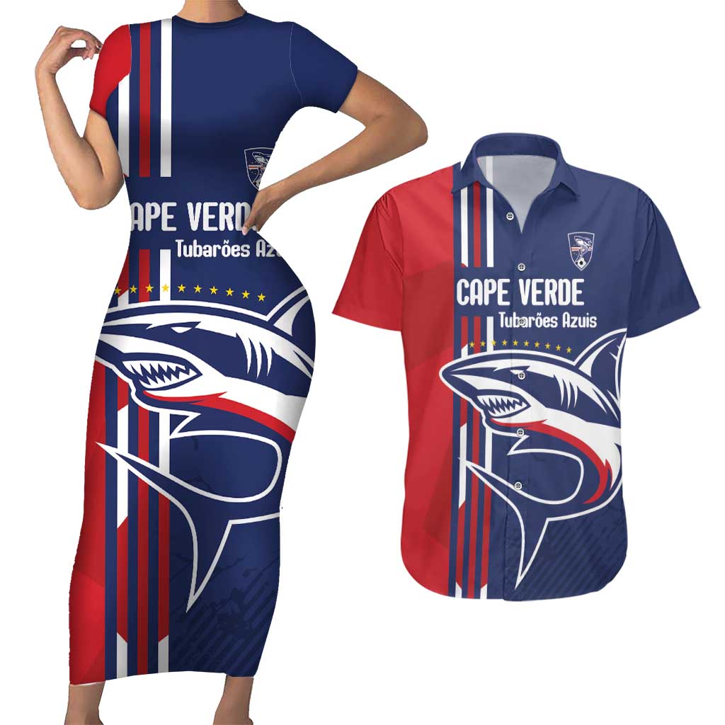Cape Verde Football Couples Matching Short Sleeve Bodycon Dress and Hawaiian Shirt Tubaroes Azuis Pride - Wonder Print Shop