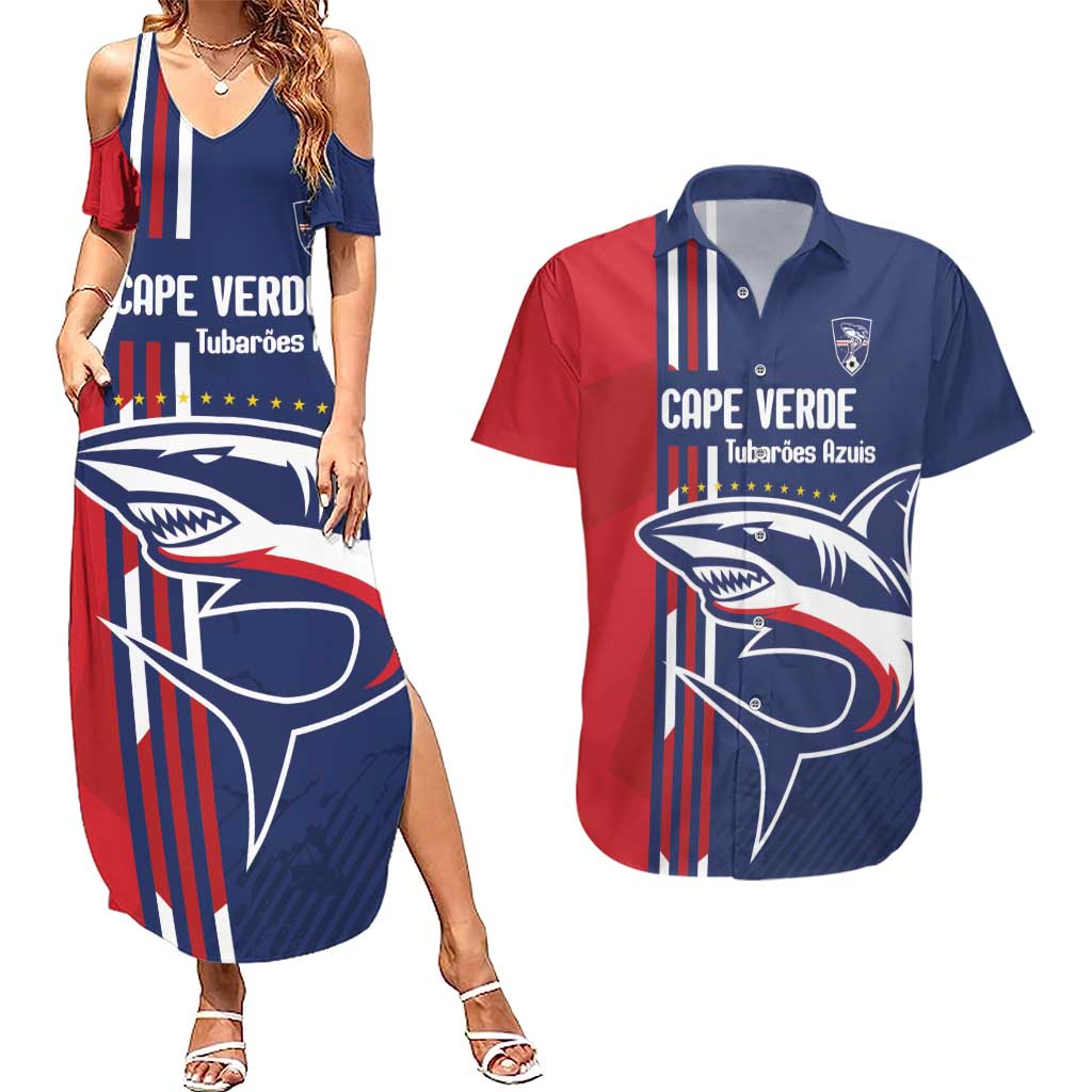 Cape Verde Football Couples Matching Summer Maxi Dress and Hawaiian Shirt Tubaroes Azuis Pride - Wonder Print Shop