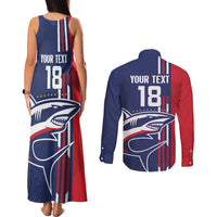 Cape Verde Football Couples Matching Tank Maxi Dress and Long Sleeve Button Shirt Tubaroes Azuis Pride - Wonder Print Shop