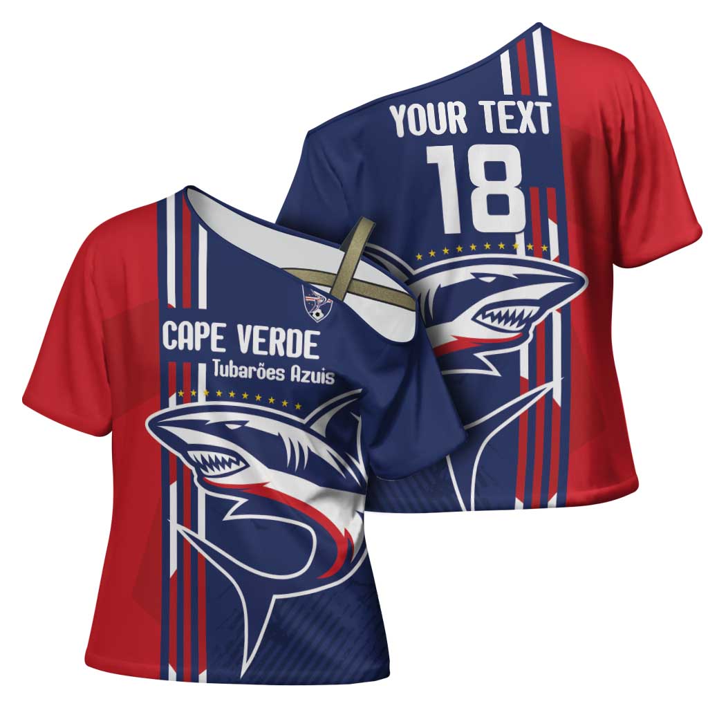 Cape Verde Football Cross Shoulder Shirt Tubaroes Azuis Pride - Wonder Print Shop